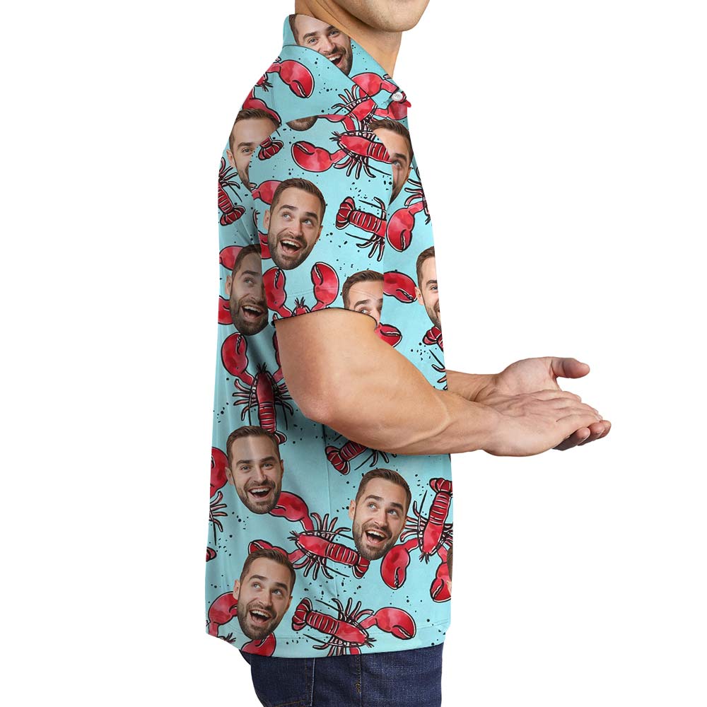 Custom Face Funny Crab Hawaiian Polo Men