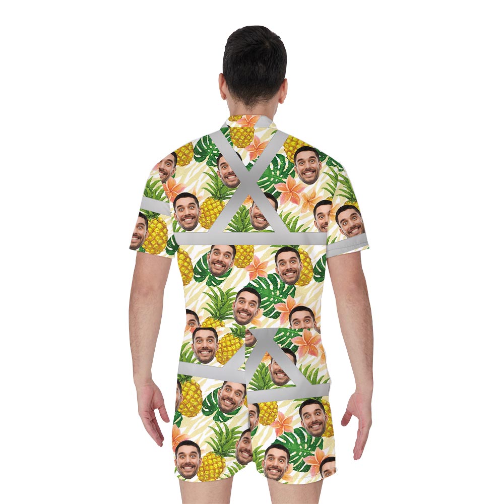 Funny Pineapple Custom Face Hi Vis Hawaiian Romper Men