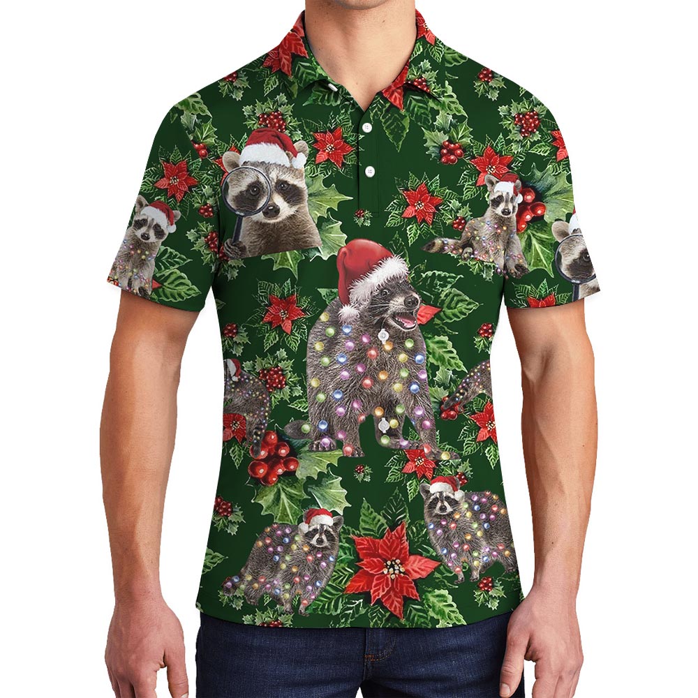Funny Hawaiian Raccoon Polo Men - variant image 1