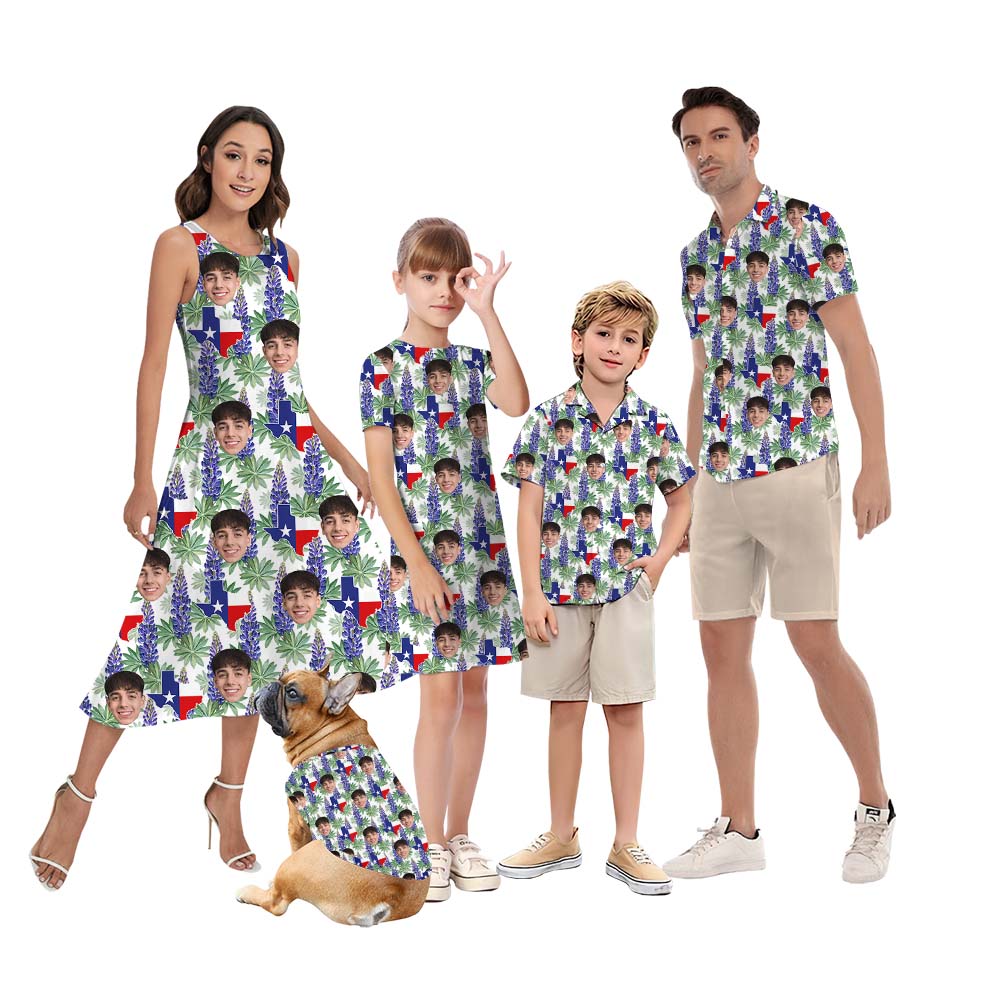 Custom Face Texas Pride Matching Family Hawaiian Outfits - variant image 1