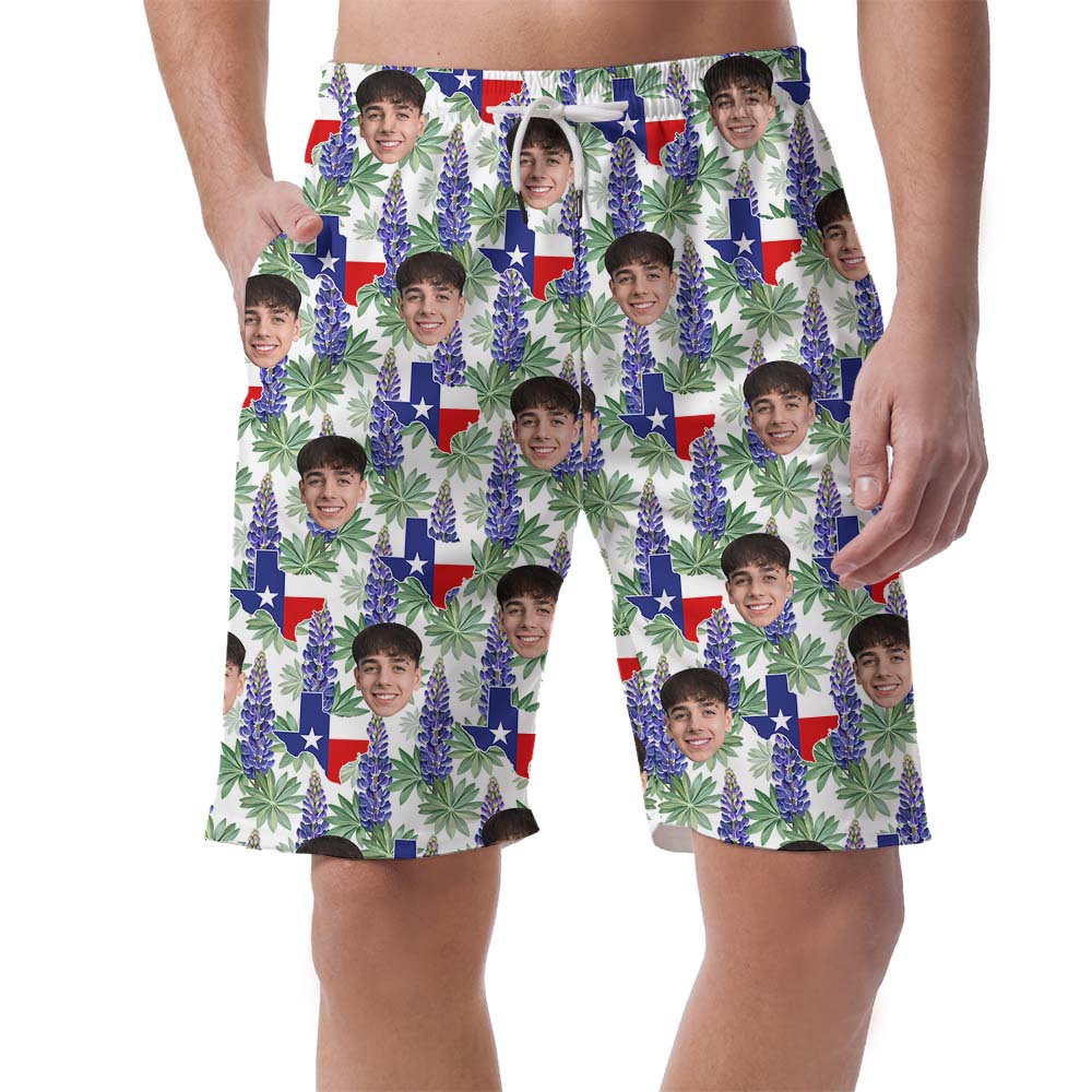 Bluebonnet Texas Custom Men Swim Trunks With Faces - variant image 1