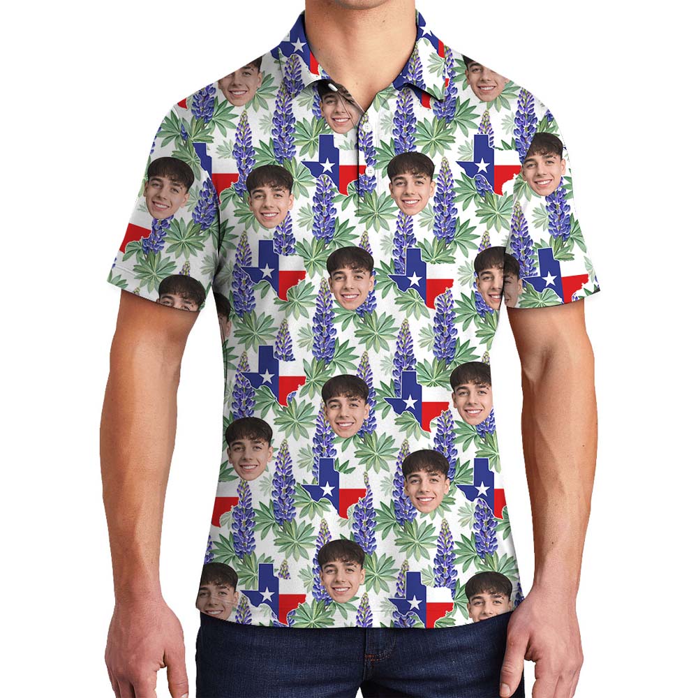 Bluebonnet Texas Men's Polo Shirt With Faces - variant image 1