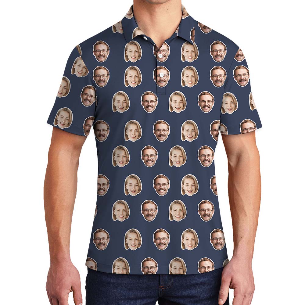Custom Men's Collared Polo Shirt With Faces - variant image 1