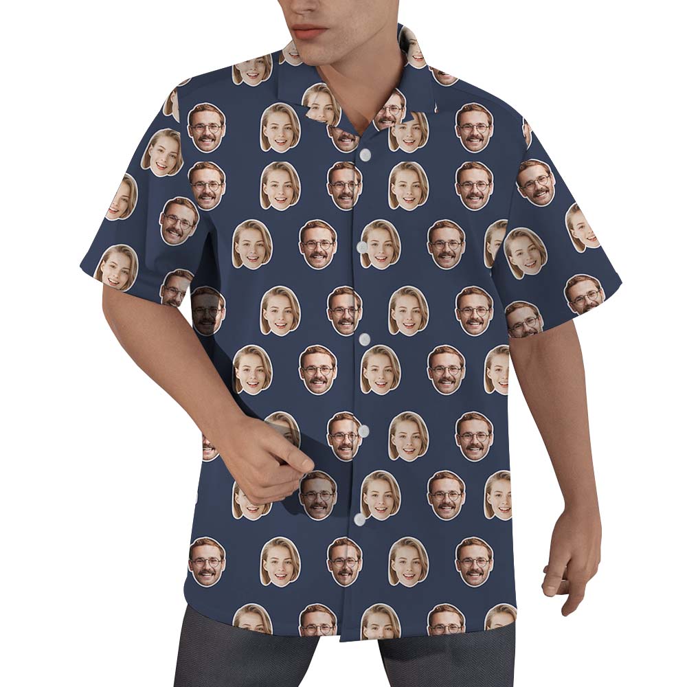 Multiple Faces On Button Hawaiian Shirt For Men - variant image 1
