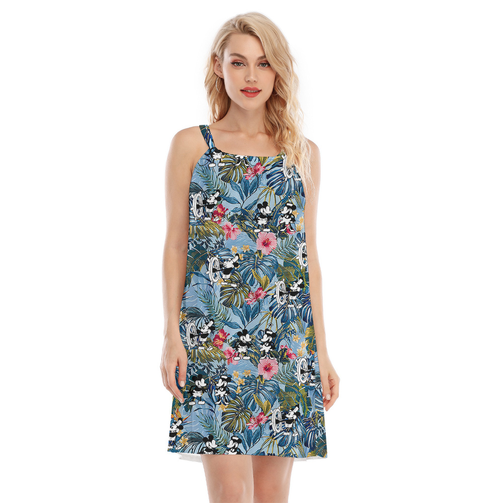 Floral Mickey Steamboat Willie 1928 Hawaiian Cami Dress - variant image 1