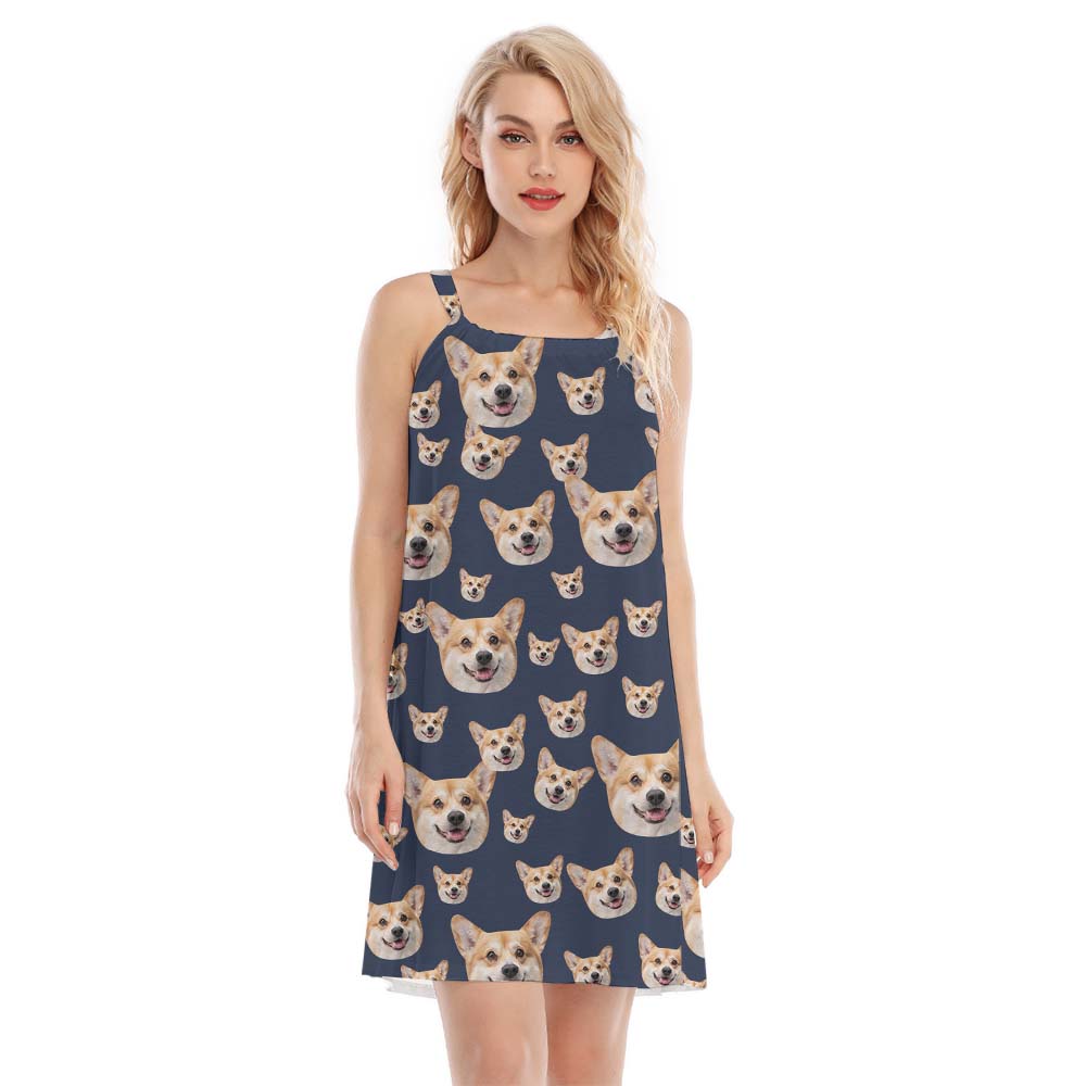 Funny Custom Dog Face Women Cami Dress - variant image 1