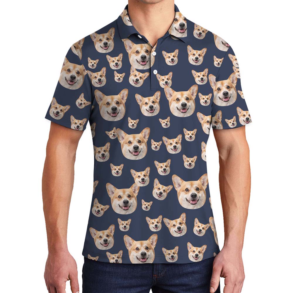 Face On Custom Polo Men Shirt Navy - variant image 1