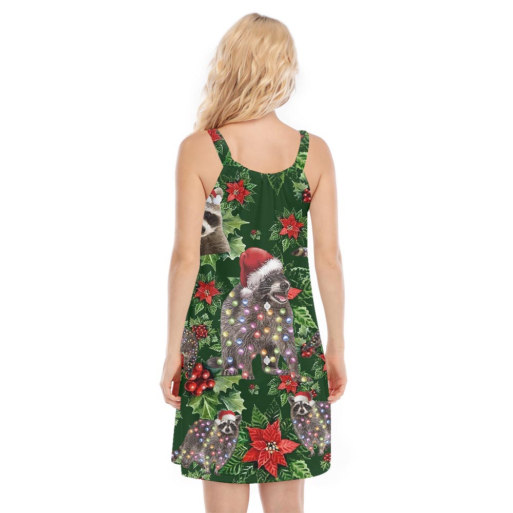Funny Raccoon Matching Hawaiian Cami Dress