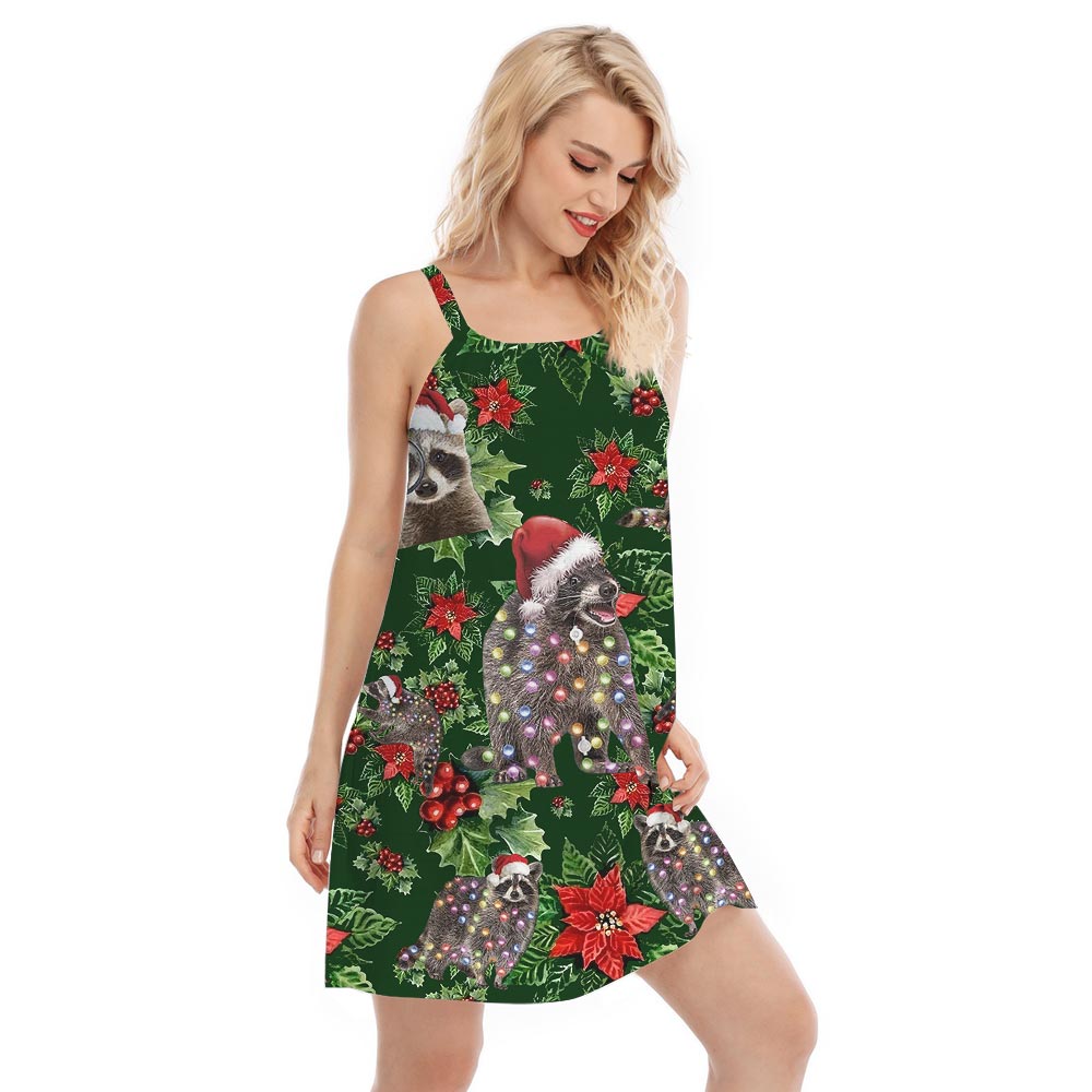 Funny Raccoon Matching Hawaiian Cami Dress