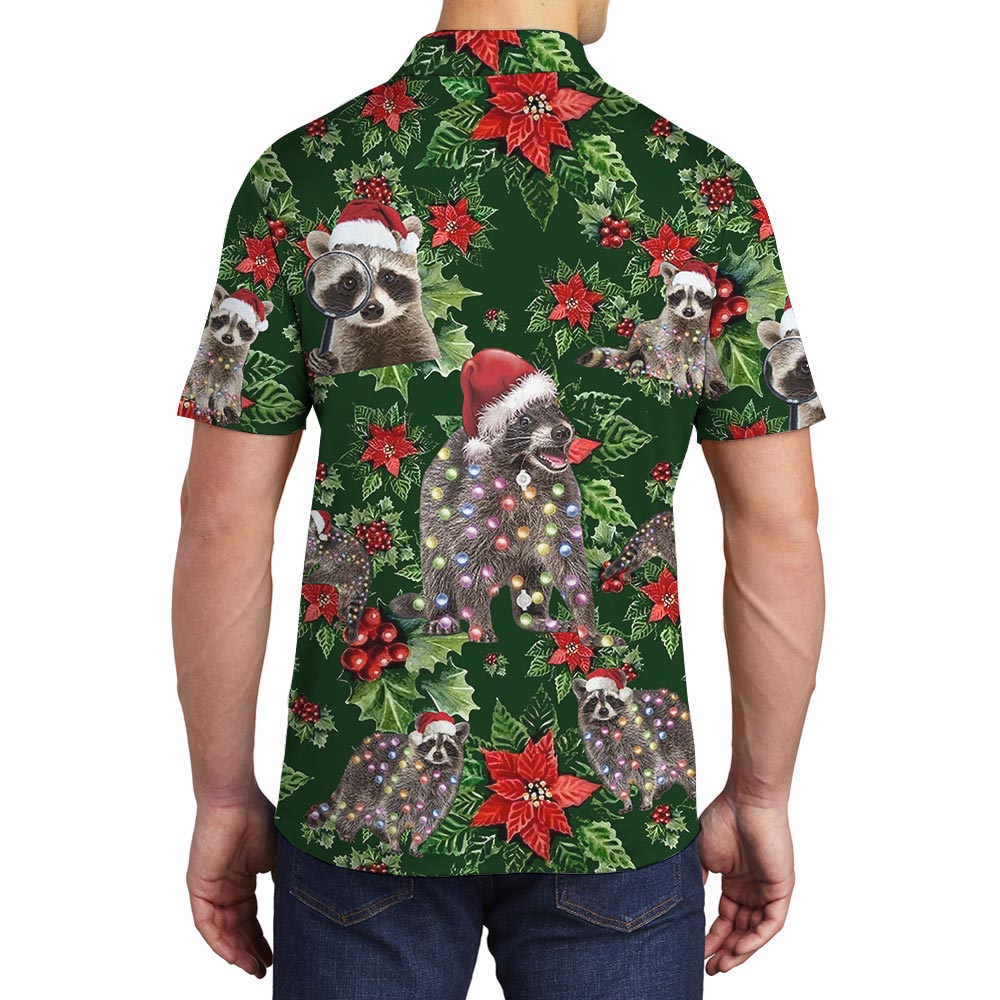 Funny Hawaiian Raccoon Polo Men