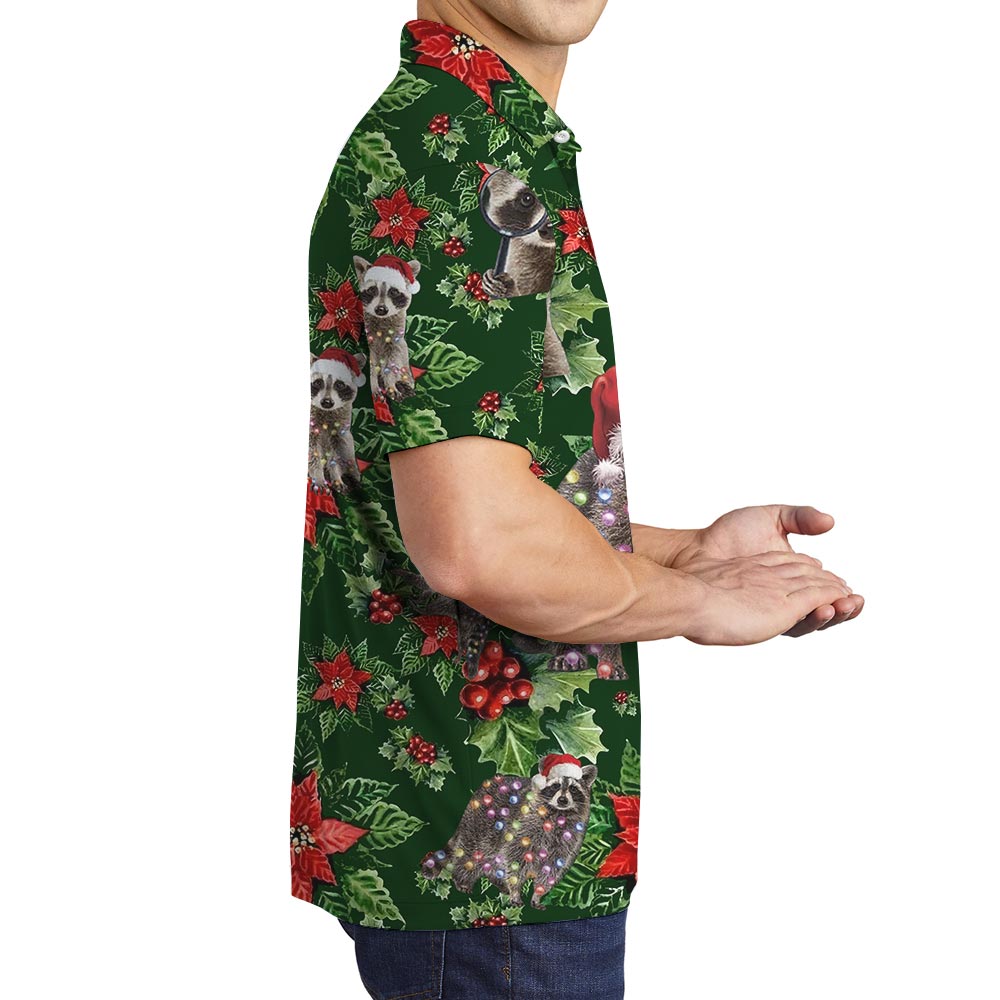 Funny Hawaiian Raccoon Polo Men
