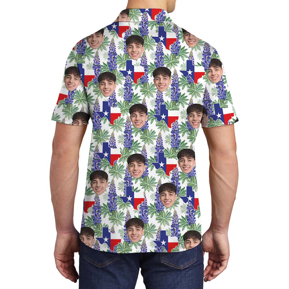 Bluebonnet Texas Men's Polo Shirt With Faces