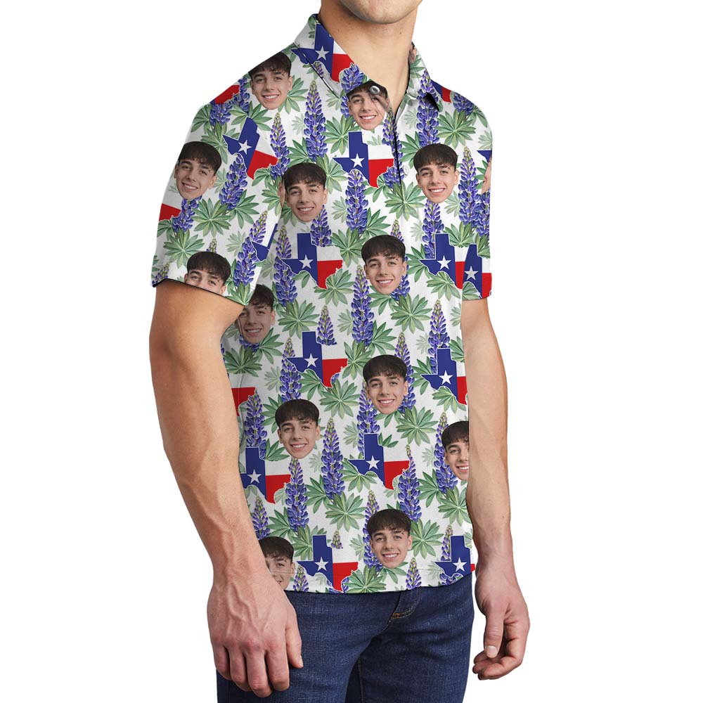 Bluebonnet Texas Men's Polo Shirt With Faces