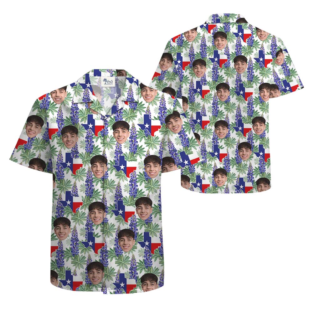 Texas Bluebonnet Custom Face Hawaiian Shirt For Men