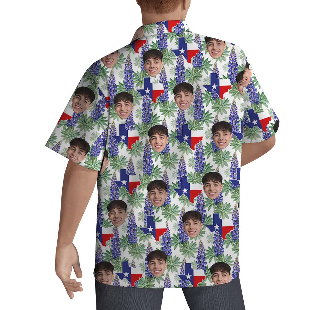 Texas Bluebonnet Custom Face Hawaiian Shirt For Men