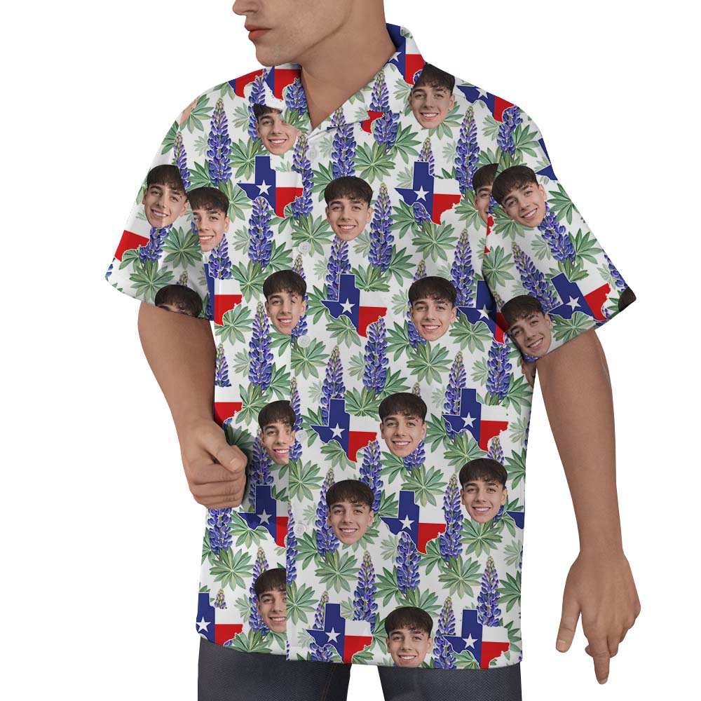 Texas Bluebonnet Custom Face Hawaiian Shirt For Men