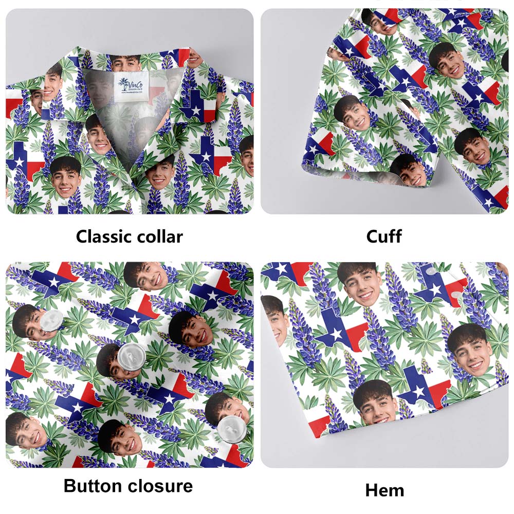 Texas Bluebonnet Custom Face Hawaiian Shirt For Men