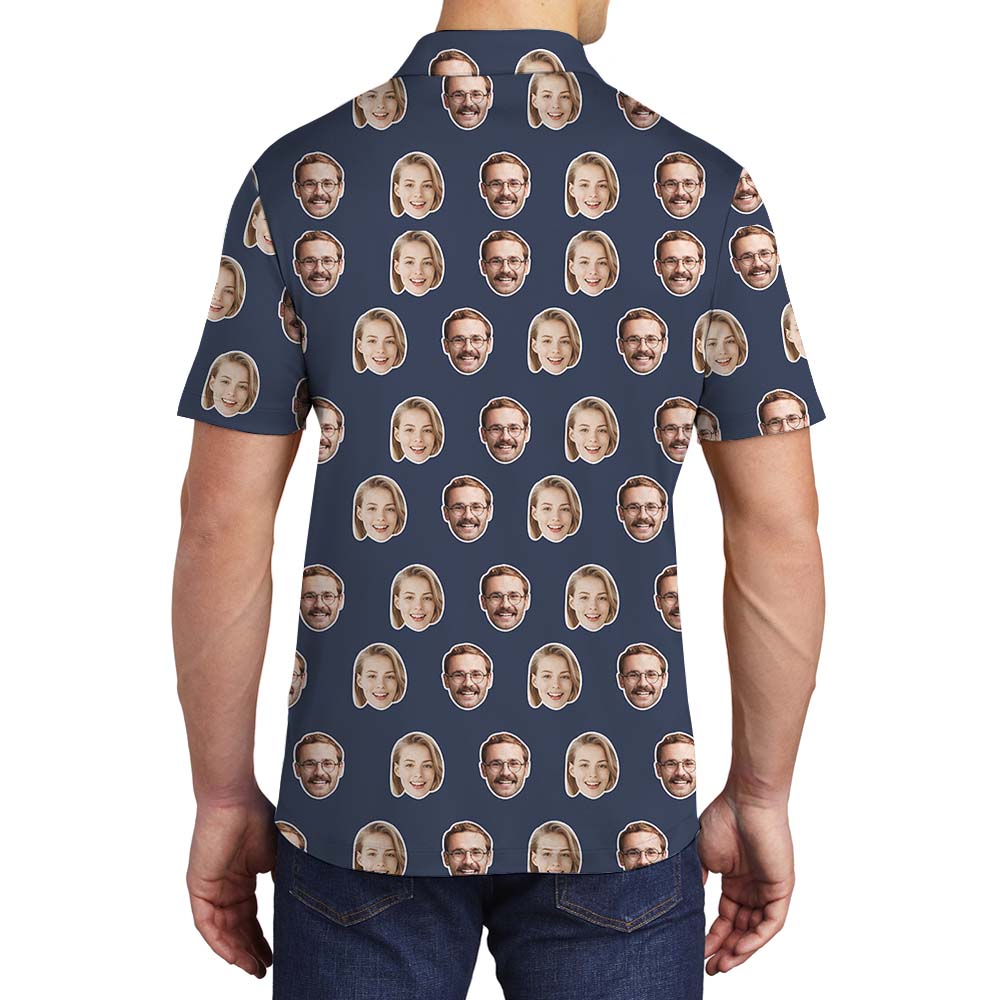 Custom Men's Collared Polo Shirt With Faces
