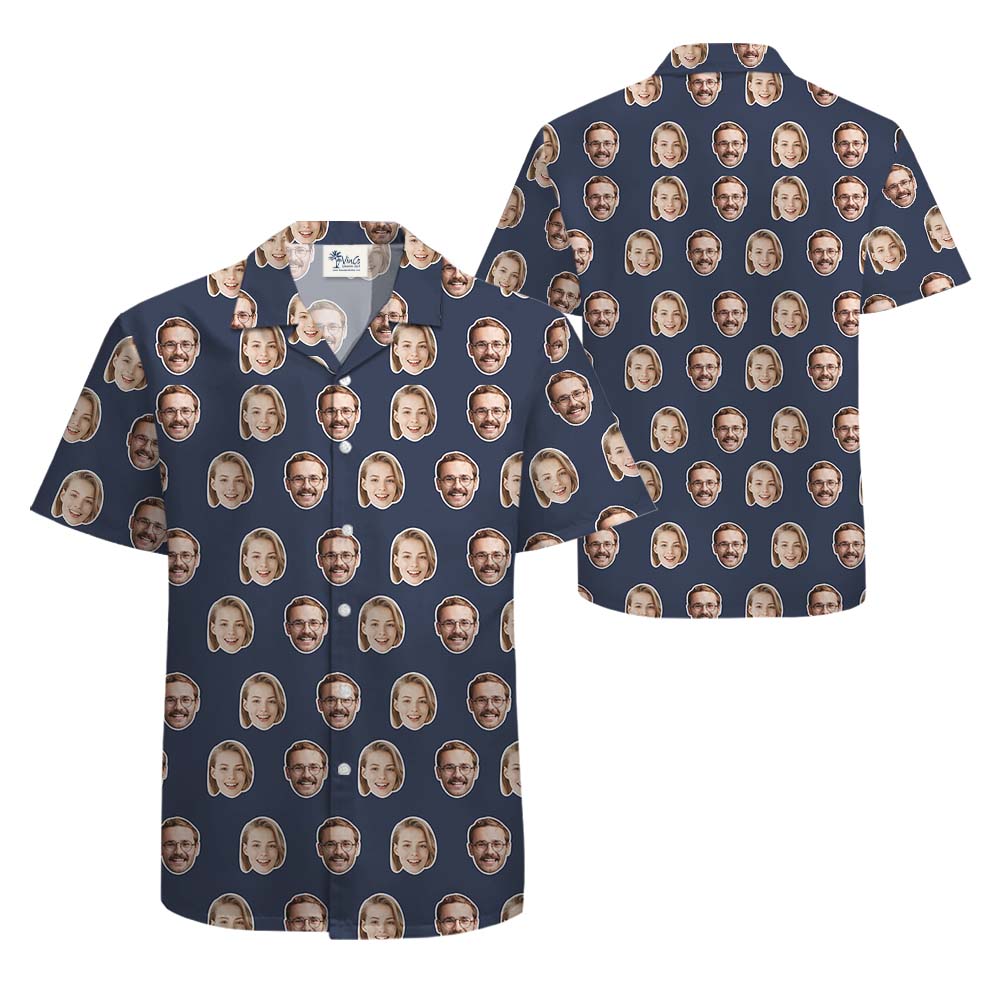 Multiple Faces On Button Hawaiian Shirt For Men