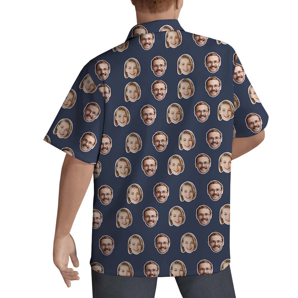 Multiple Faces On Button Hawaiian Shirt For Men