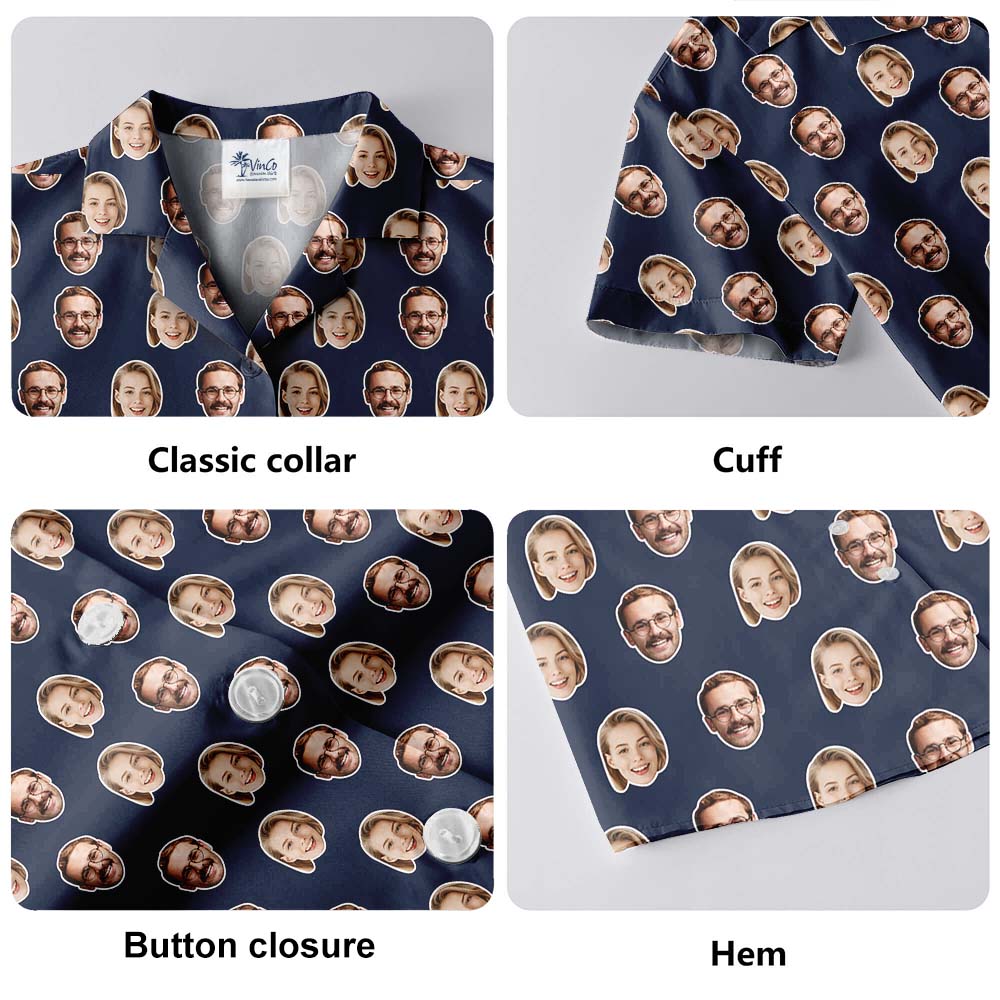 Multiple Faces On Button Hawaiian Shirt For Men