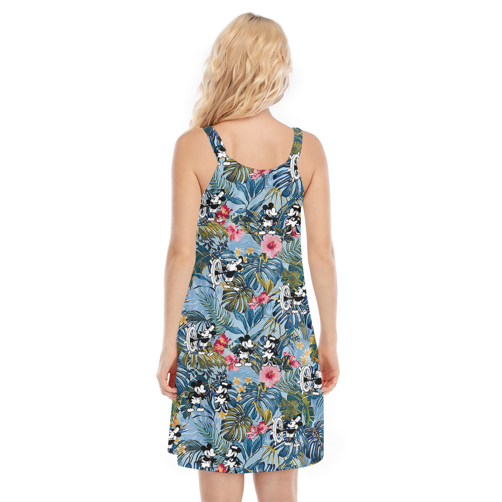 Floral Mickey Steamboat Willie 1928 Hawaiian Cami Dress
