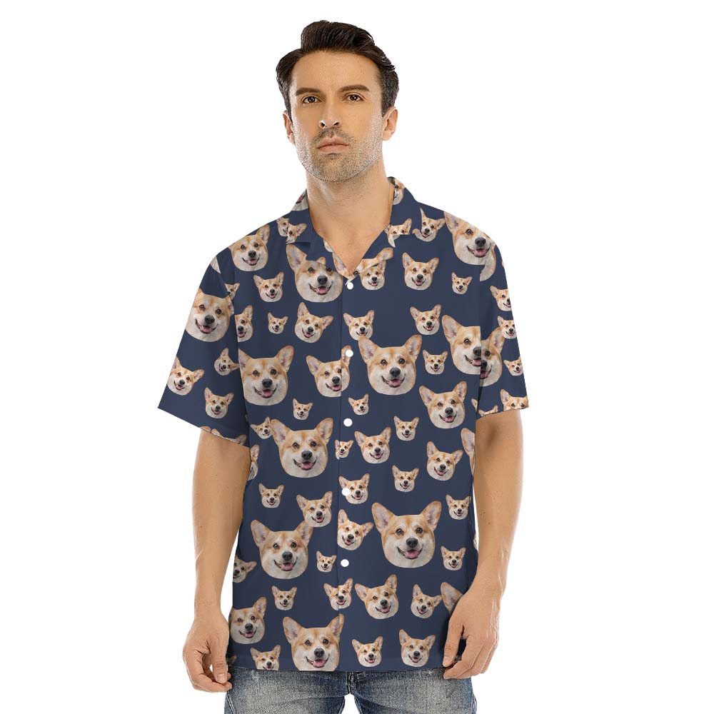 Face On Matching Family Hawaiian Outfits With Pet