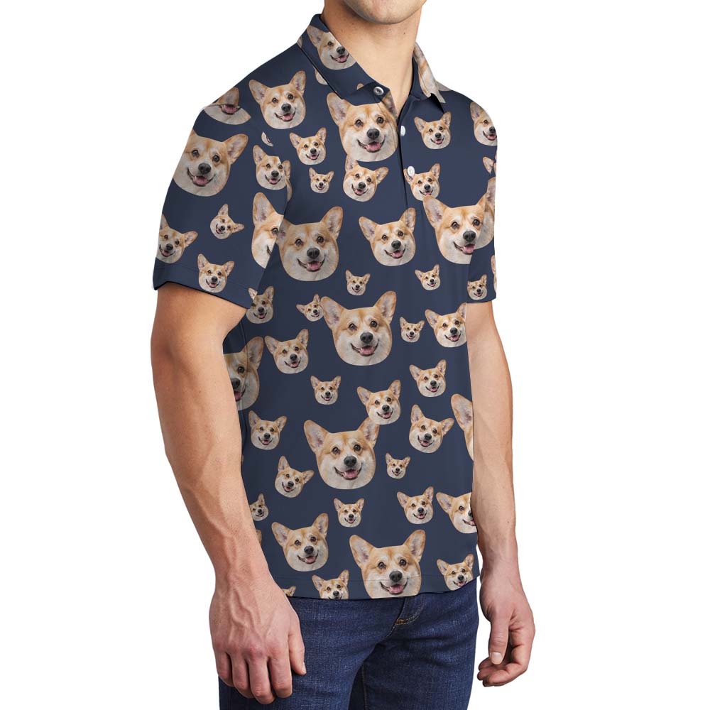Face On Custom Polo Men Shirt Navy