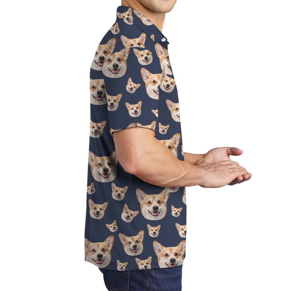 Face On Custom Polo Men Shirt Navy