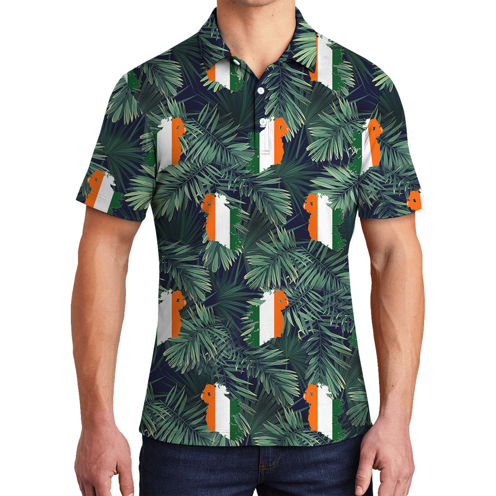 Tropical Irish Charm Flag St. Patricks Day Polo Shirt for Men - variant image 1