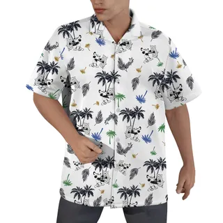 White Tropical Mickey Steamboat Willie Aloha Shirt for Men