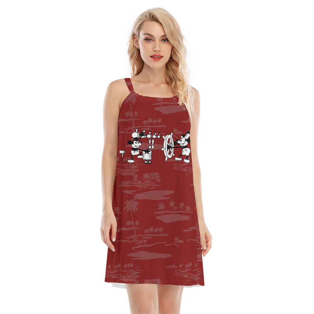 Vintage Mickey Steamboat Willie Red Hawaiian Cami Dress - variant image 1
