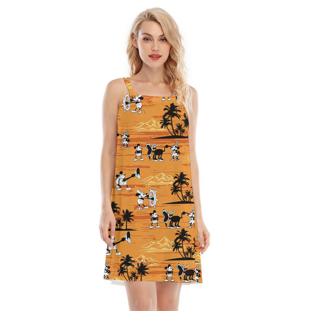 Mickey Steamboat Willie Yellow Island Palms Hawaiian Cami Dress - variant image 1