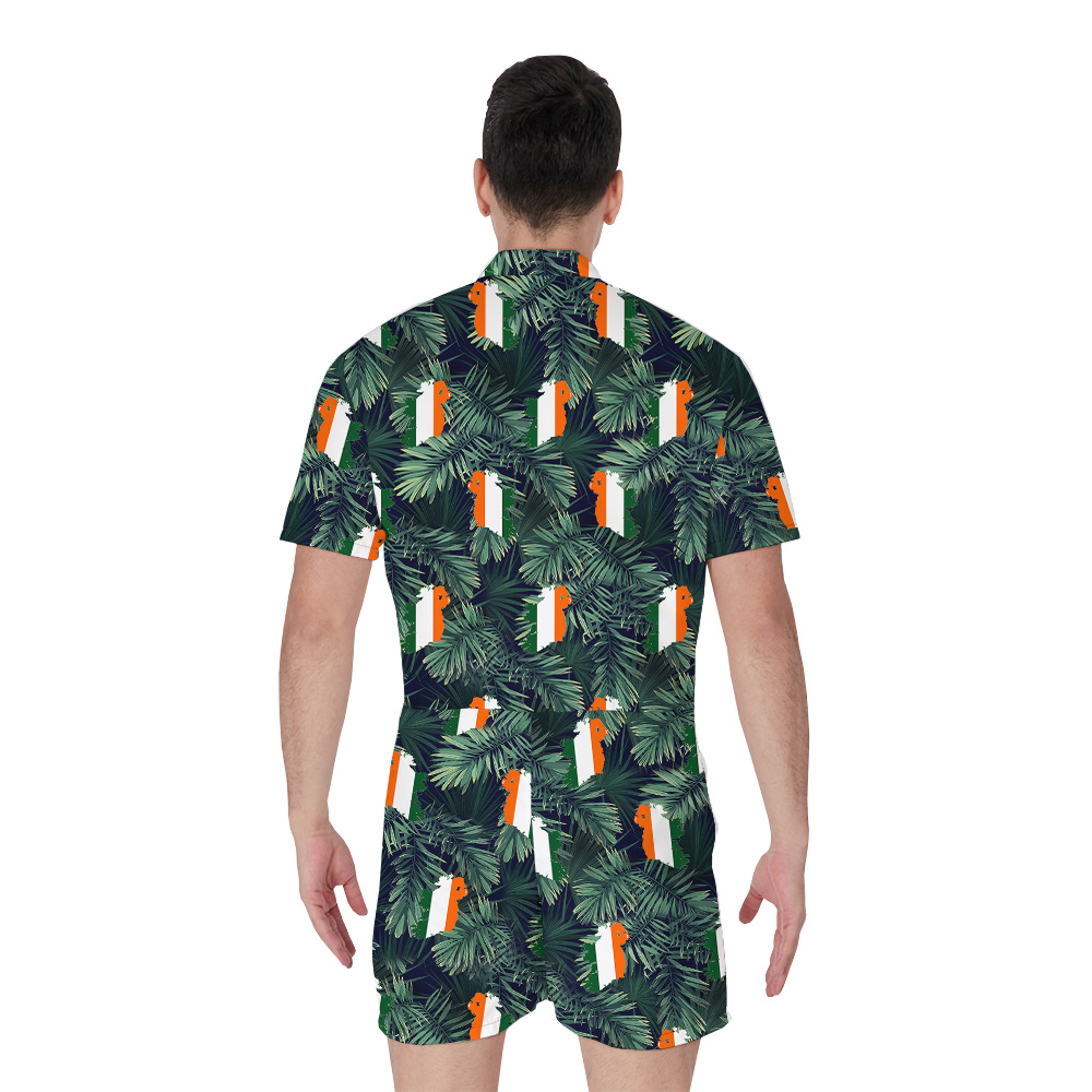 Irish Flag Festive Tropical St. Patty's Hawaiian Romper for Men