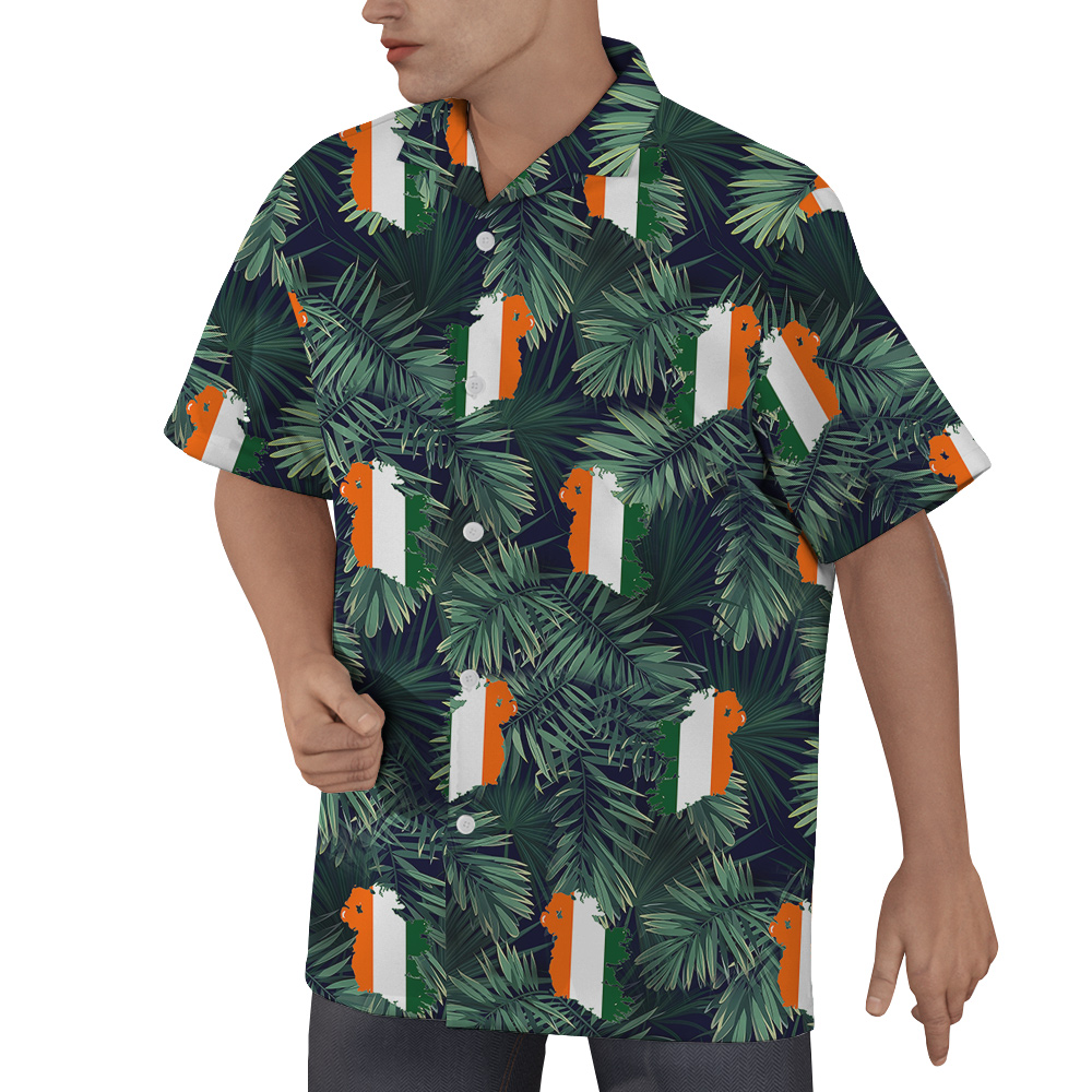 Irish Flag Tropical St. Patrick's Day Hawaiian Shirt for Men