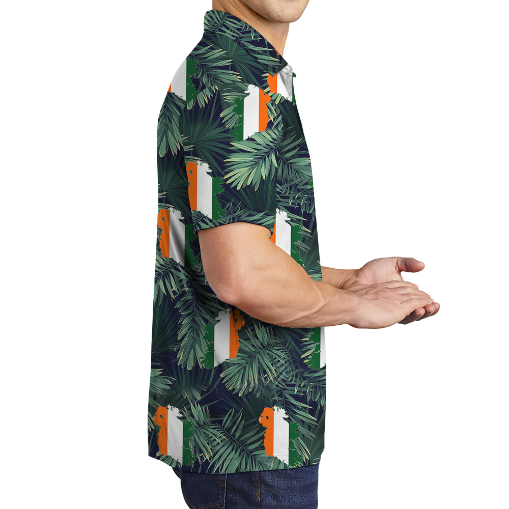 Tropical Irish Charm Flag St. Patricks Day Polo Shirt for Men