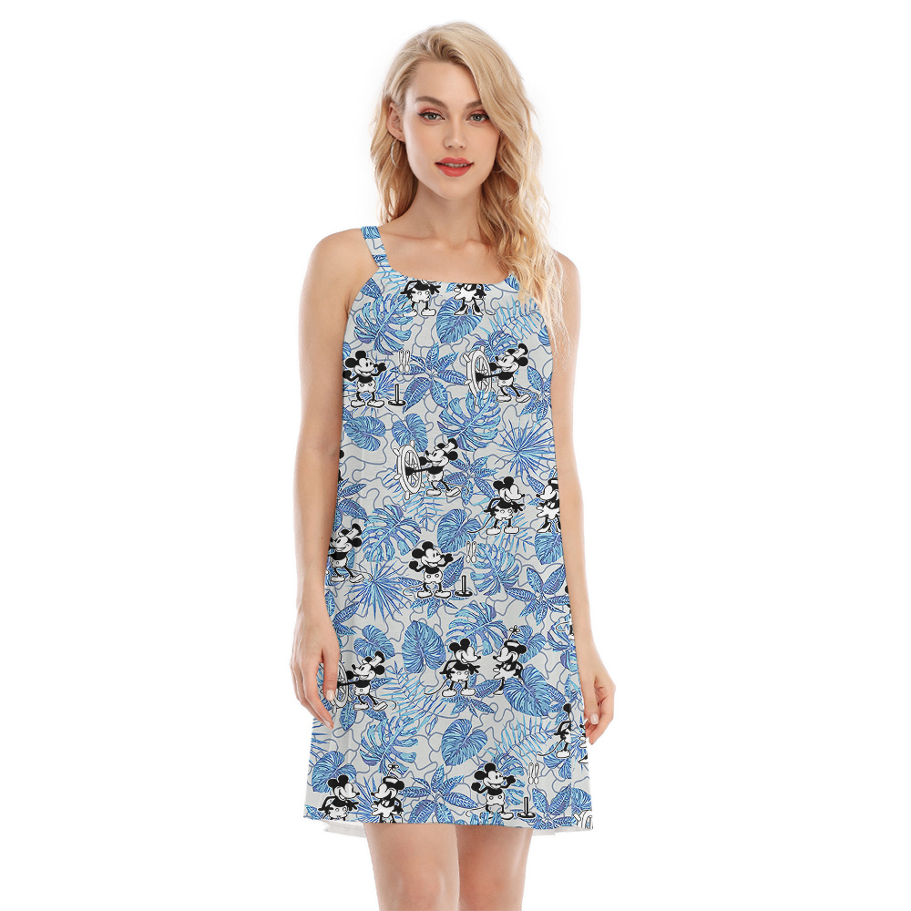 Blue Tropical Steamboat Willie 1928 Hawaiian Cami Dress