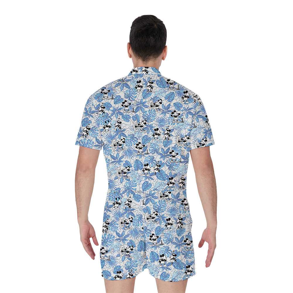 Classic Blue Mickey Steamboat Willie 1928 Romper for Men
