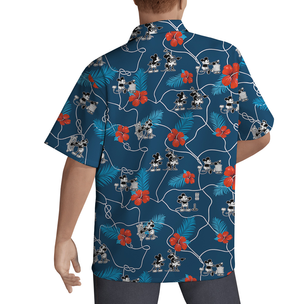 Classic Navy Floral Mickey 1928 Edition Shirt for Men