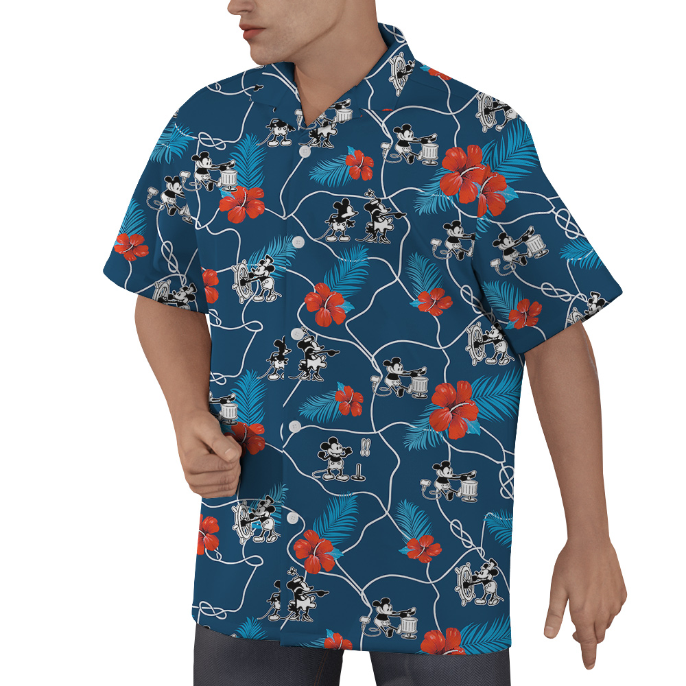 Classic Navy Floral Mickey 1928 Edition Shirt for Men