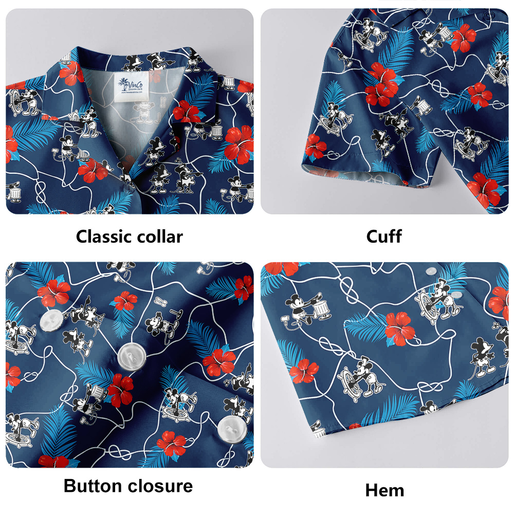 Classic Navy Floral Mickey 1928 Edition Shirt for Men