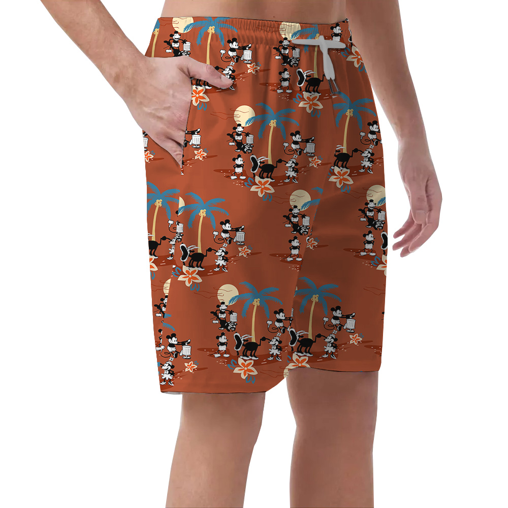 Orange Mickey 1928 Edition Aloha Short for Men