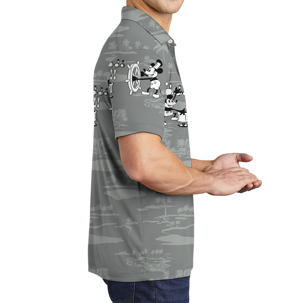 White Mickey Steamboat Willie Tropical Polo Shirt for Men