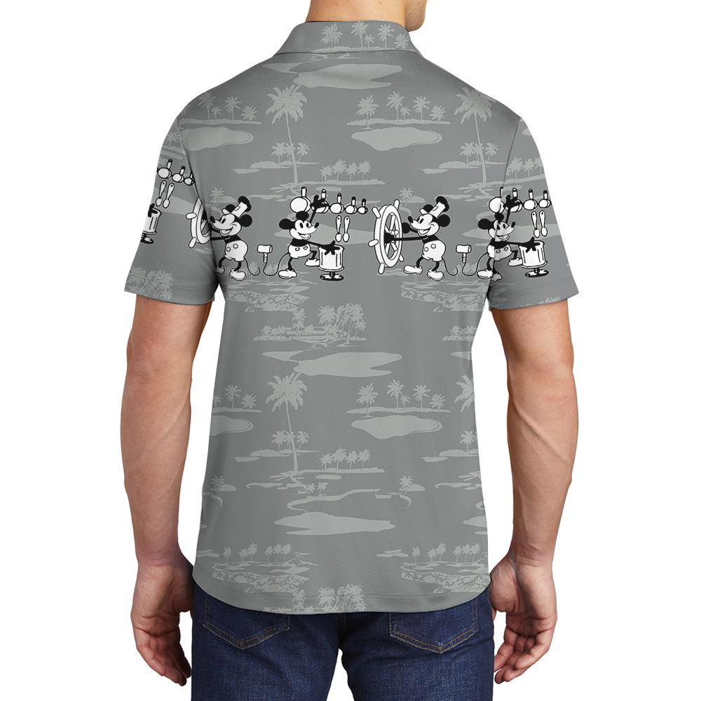 White Mickey Steamboat Willie Tropical Polo Shirt for Men