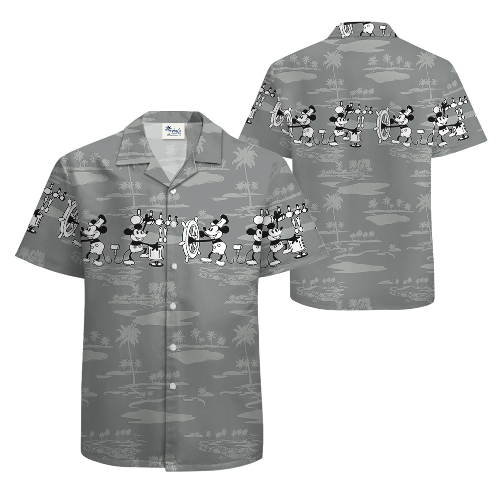 1928 Steamboat Willie White Hawaiian Shirt for Men