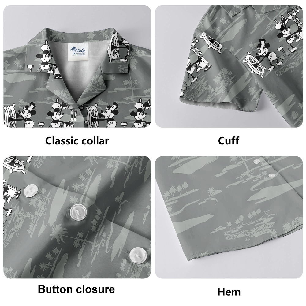 1928 Steamboat Willie White Hawaiian Shirt for Men