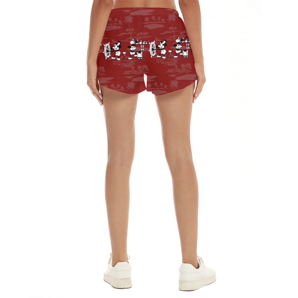Timeless Mickey Steamboat Willie Red Hawaiian Short for Women