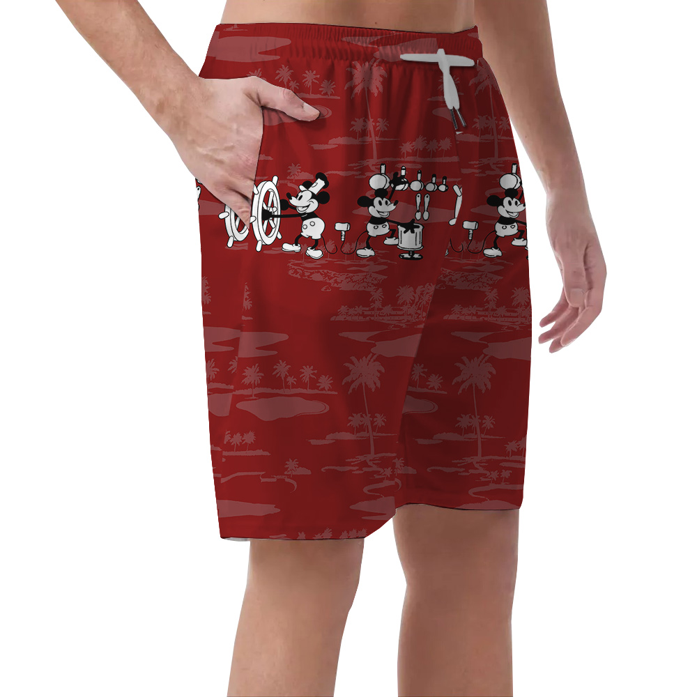 Vintage Red Mickey 1928 Edition Hawaiian Short for Men