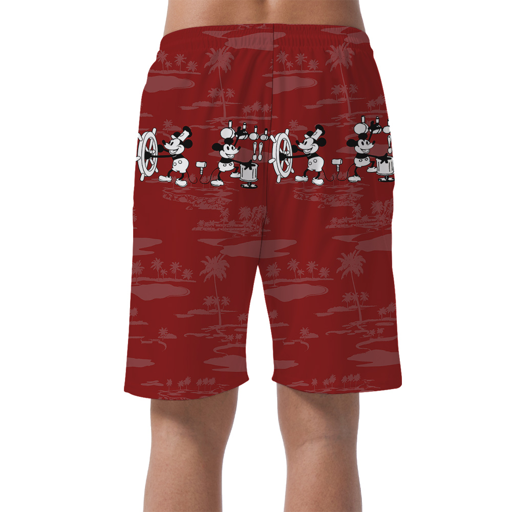 Vintage Red Mickey 1928 Edition Hawaiian Short for Men