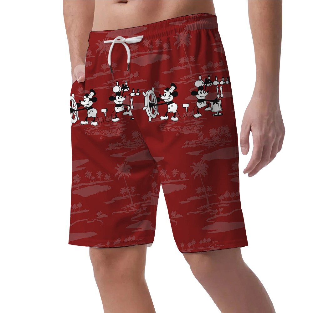 Vintage Red Mickey 1928 Edition Hawaiian Short for Men